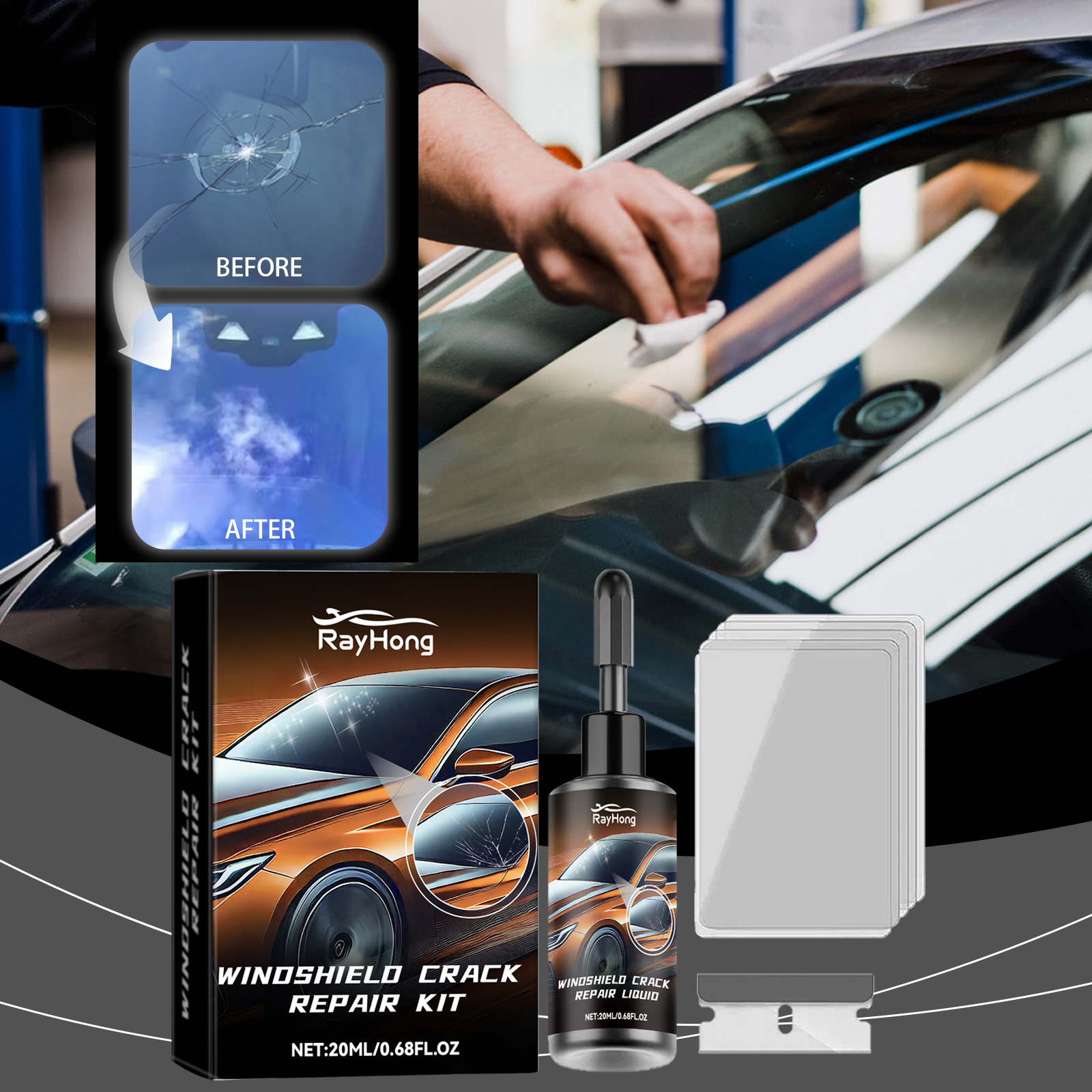 Car Windshield Crack Repair Re - Liquid Uv Glue Kit 리뷰 및 가격