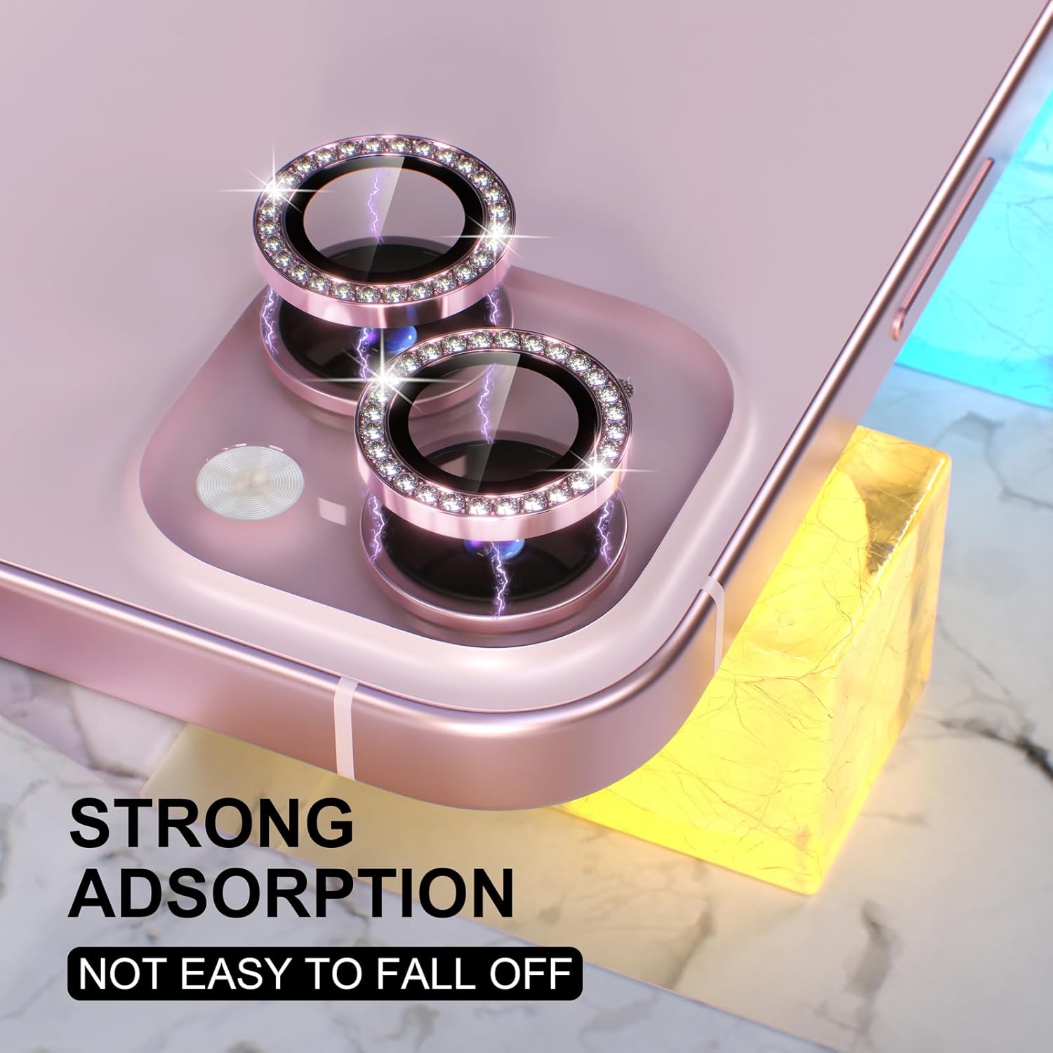 1PC Pink Glitter Diamond Camer - Tempered Glass Screen 9H 리뷰 및 가격